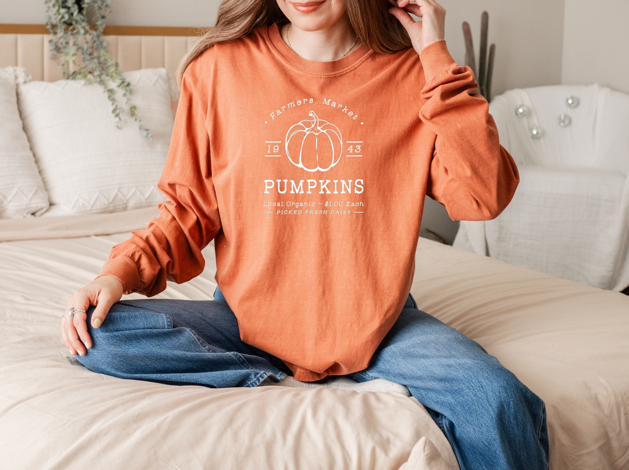 Adult Pumpkin Patch ‘Farmer’s Market’ Comfort Colors Long Sleeve Tee