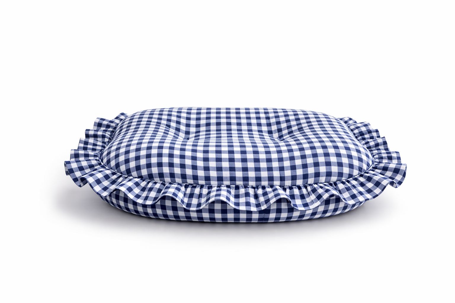 Navy Blue Gingham Ruffle Baby Lounger Cover