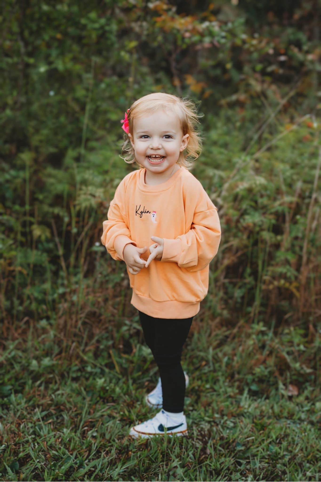 Custom Halloween Embroidered Crewneck Sweatshirt - Bow Ghost