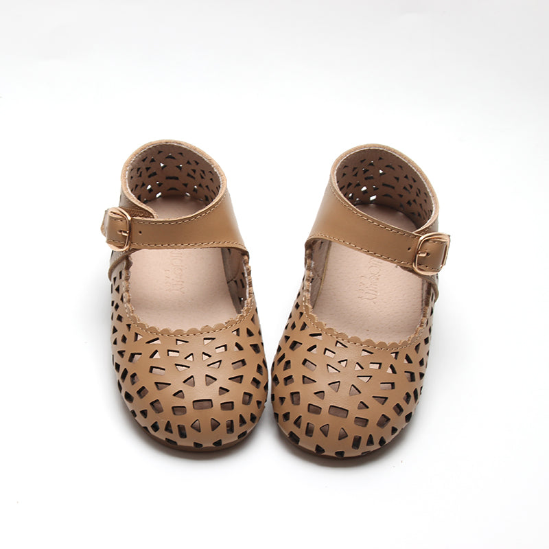 Leather Boho Mary Janes | Color 'Tan'  Consciously Baby   