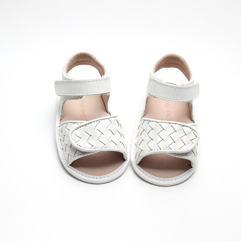 Leather Woven Sandal | Color 'Cotton' | Soft Sole  Consciously Baby   