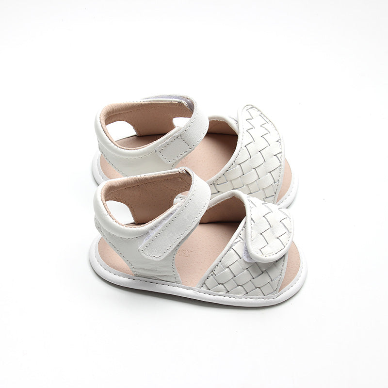 Leather Woven Sandal | Color 'Cotton' | Soft Sole  Consciously Baby   