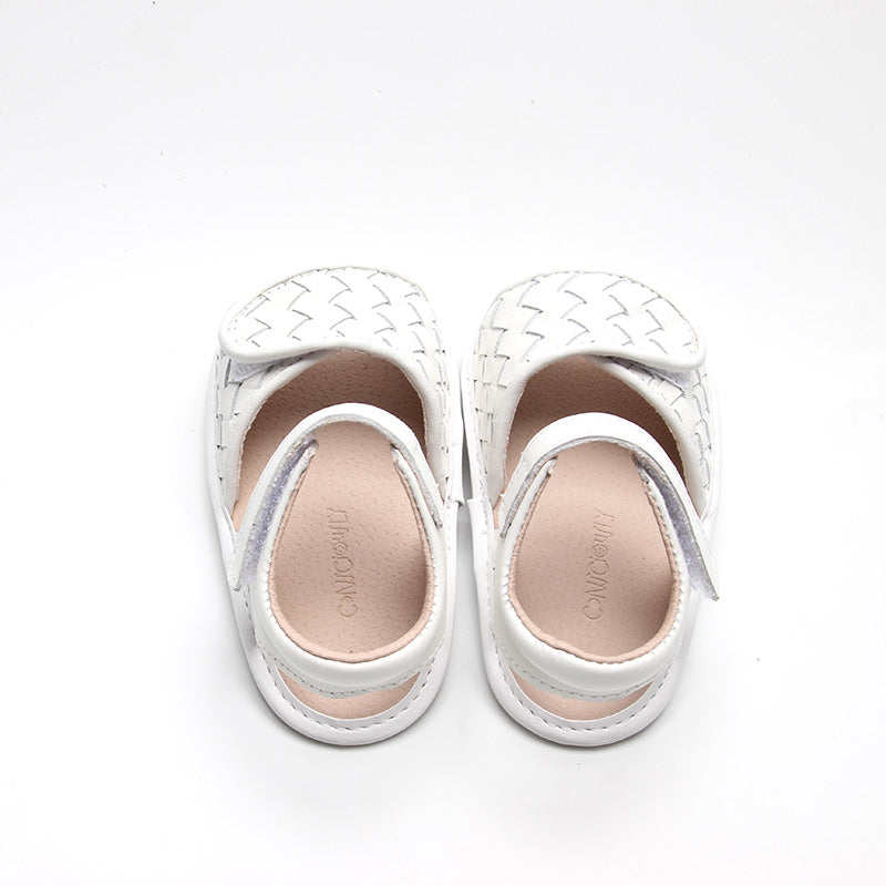 Leather Woven Sandal | Color 'Cotton' | Soft Sole  Consciously Baby   