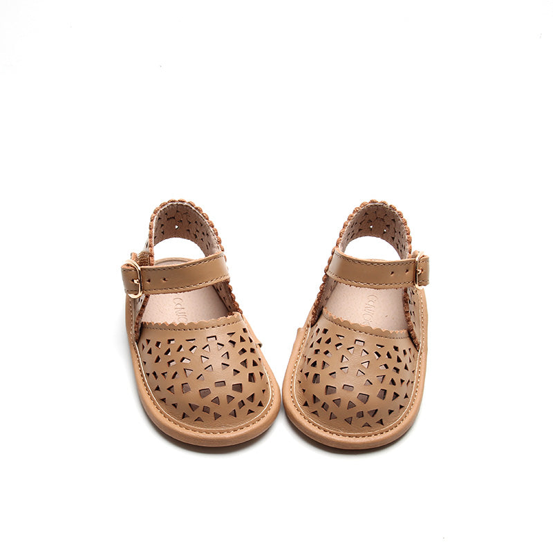 Leather Pocket Sandal | Color 'Tan' | Soft Sole  Consciously Baby   