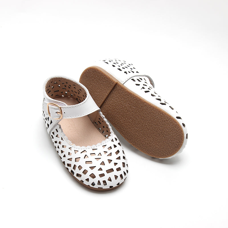 Leather Boho Mary Janes | Color 'Cotton'