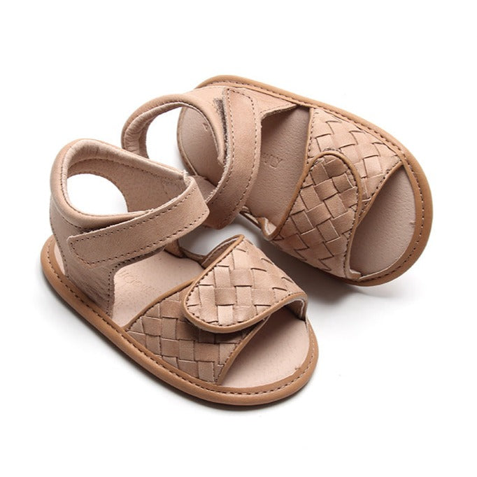 Leather Woven Sandal | Color 'Stone' | Soft Sole