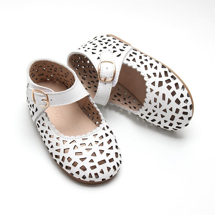 Leather Boho Mary Janes | Color 'Cotton'  Consciously Baby 11 (Hard Sole)  