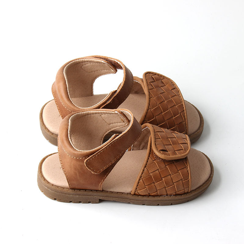 Leather Woven Sandal | Color 'Walnut' | Hard Sole