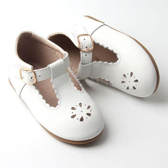 Leather Petal T-Bar | Color 'Cotton White' | Hard Sole  Consciously Baby 5 (12 - 18 months)  