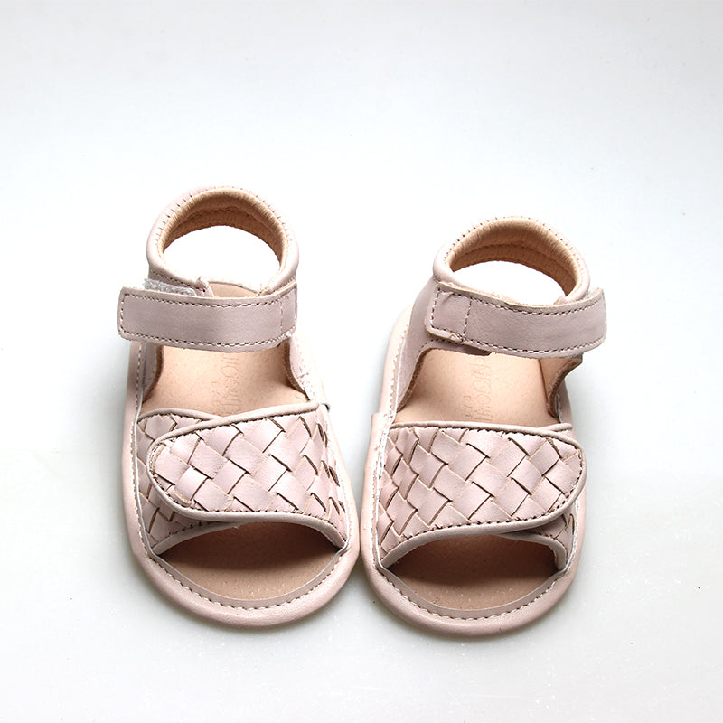 Leather Woven Sandal | Color 'Dusty Pink' | Soft Sole  Consciously Baby   