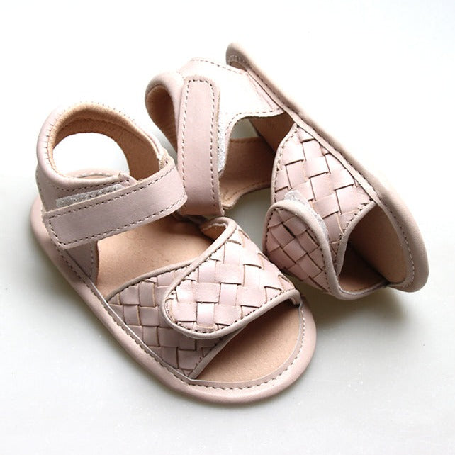 Leather Woven Sandal | Color 'Dusty Pink' | Soft Sole  Consciously Baby   