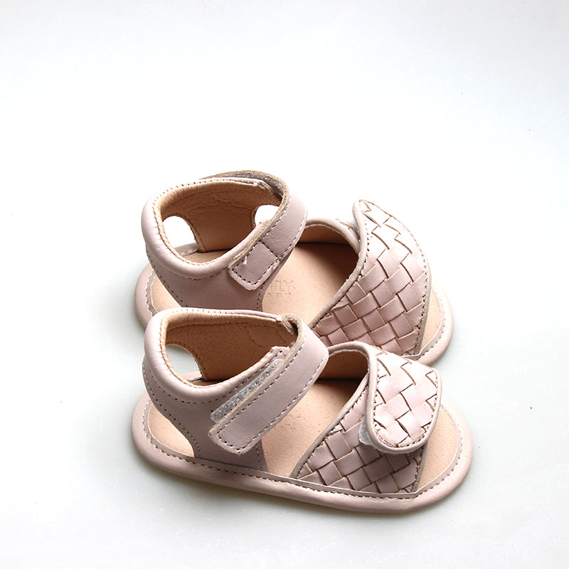 Leather Woven Sandal | Color 'Dusty Pink' | Soft Sole  Consciously Baby   