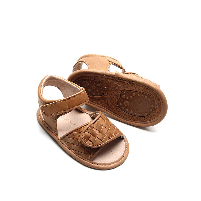 Leather Woven Sandal | Color 'Walnut' | Soft Sole  Consciously Baby   