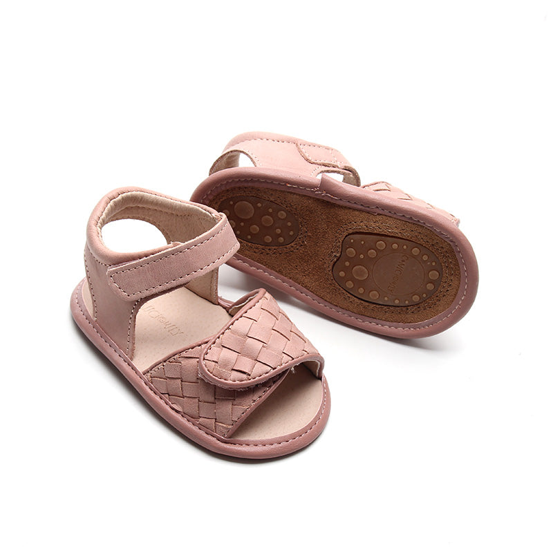 Leather Woven Sandal | Color 'Rose Cloud' | Soft Sole  Consciously Baby   