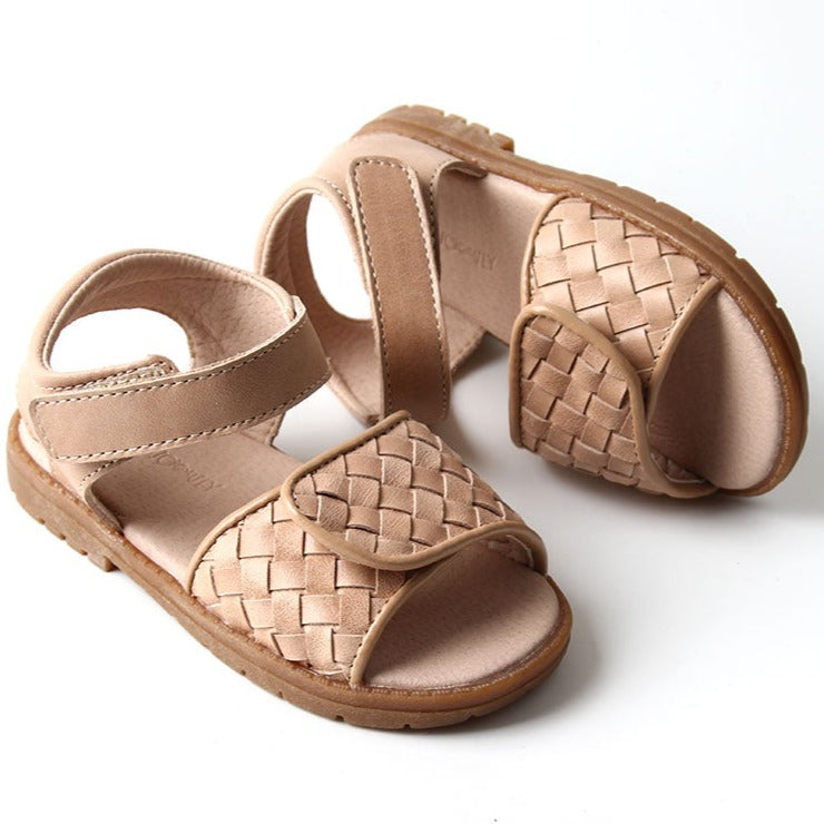 Leather Woven Sandal | Color 'Stone' | Hard Sole  Consciously Baby 5 (12 - 18 months)  