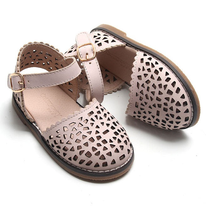 Leather Pocket Sandal | Color 'Dusty Pink' | Hard Sole