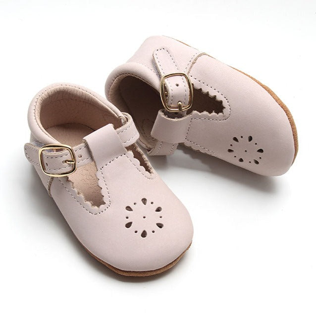 Leather Petal T-Bar | Color 'Dusty Pink' | Soft Sole  Consciously Baby 2 (3 - 6 months)  