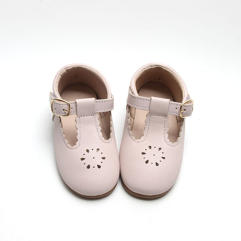 Leather Petal T-Bar | Color 'Dusty Pink' | Hard Sole  Consciously Baby   