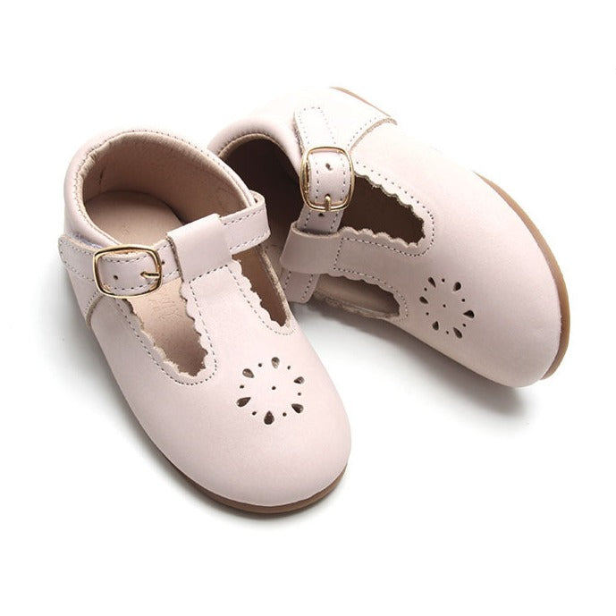 Leather Petal T-Bar | Color 'Dusty Pink' | Hard Sole  Consciously Baby 5 (12 - 18 months)  