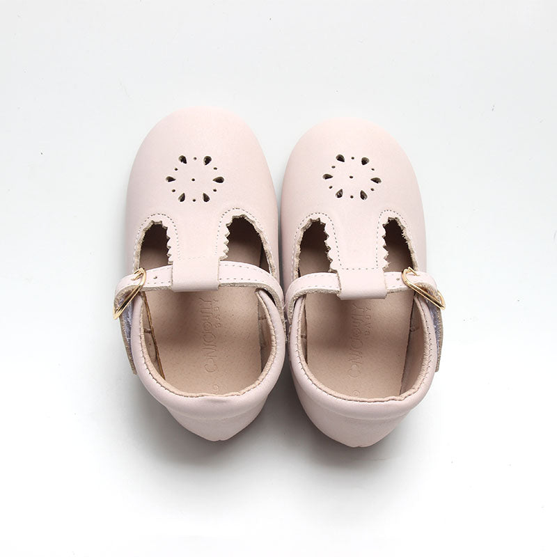 Leather Petal T-Bar | Color 'Dusty Pink' | Hard Sole  Consciously Baby   