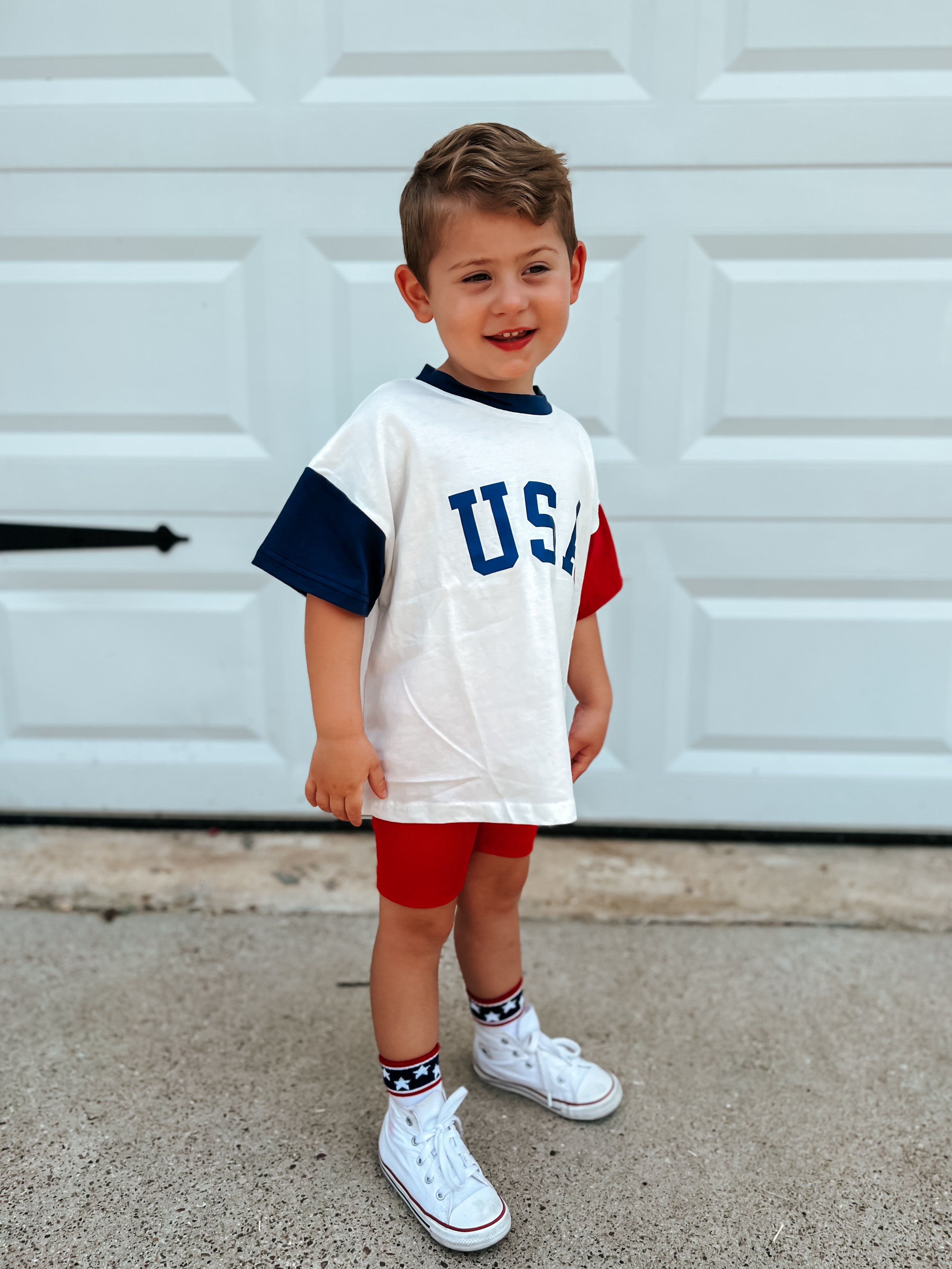 USA Colorblock Oversized Tee