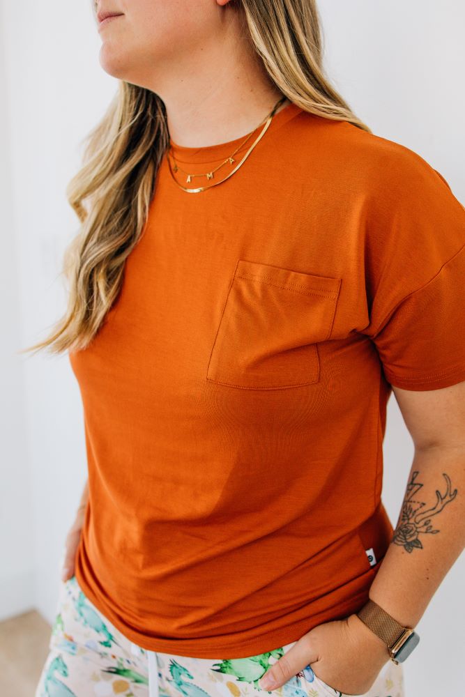 Slouchy Modal Pocket Tee (Adult) T-Shirt kindthing Burnt Orange XS 