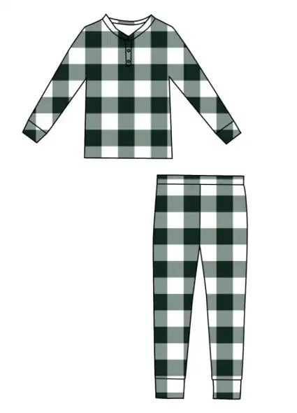 Bamboo Two Piece Pajamas | Evergreen Gingham | ff club