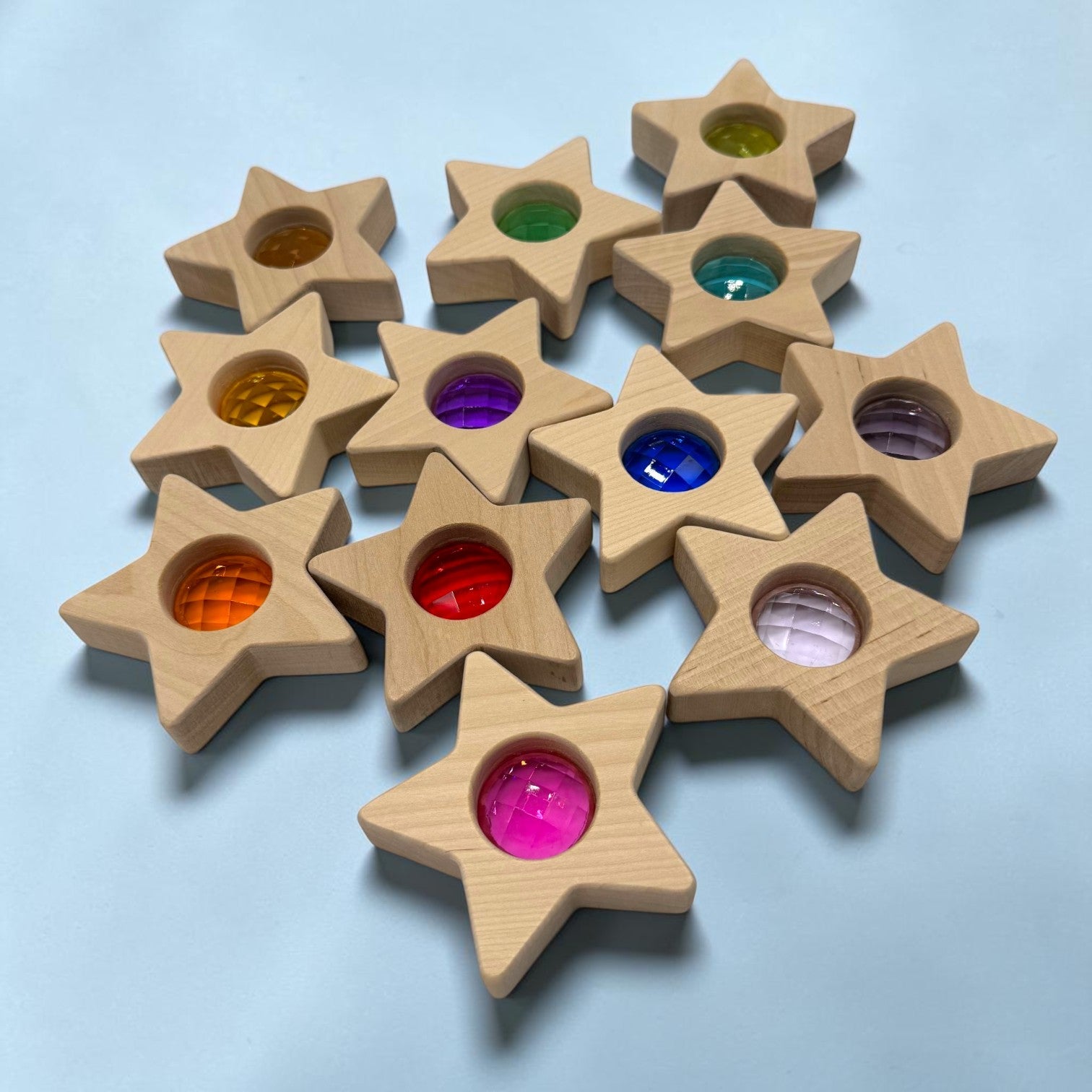 **Pre-Order (Ships in 2–3 Weeks)**12 PCS Wooden Gemmed Stars Blocks Set