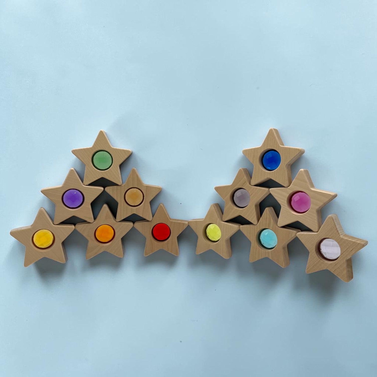 **Pre-Order (Ships in 2–3 Weeks)**12 PCS Wooden Gemmed Stars Blocks Set