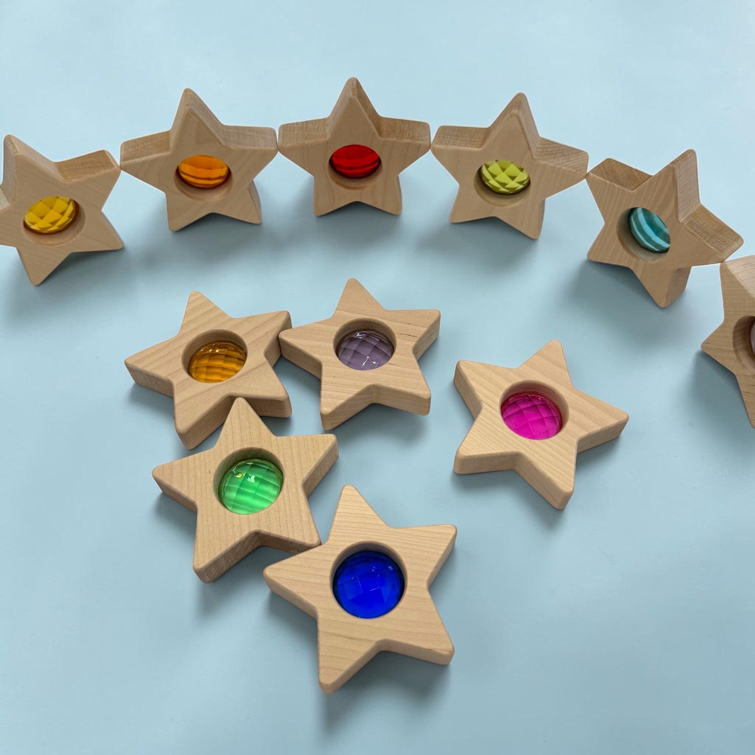 **Pre-Order (Ships in 2–3 Weeks)**12 PCS Wooden Gemmed Stars Blocks Set
