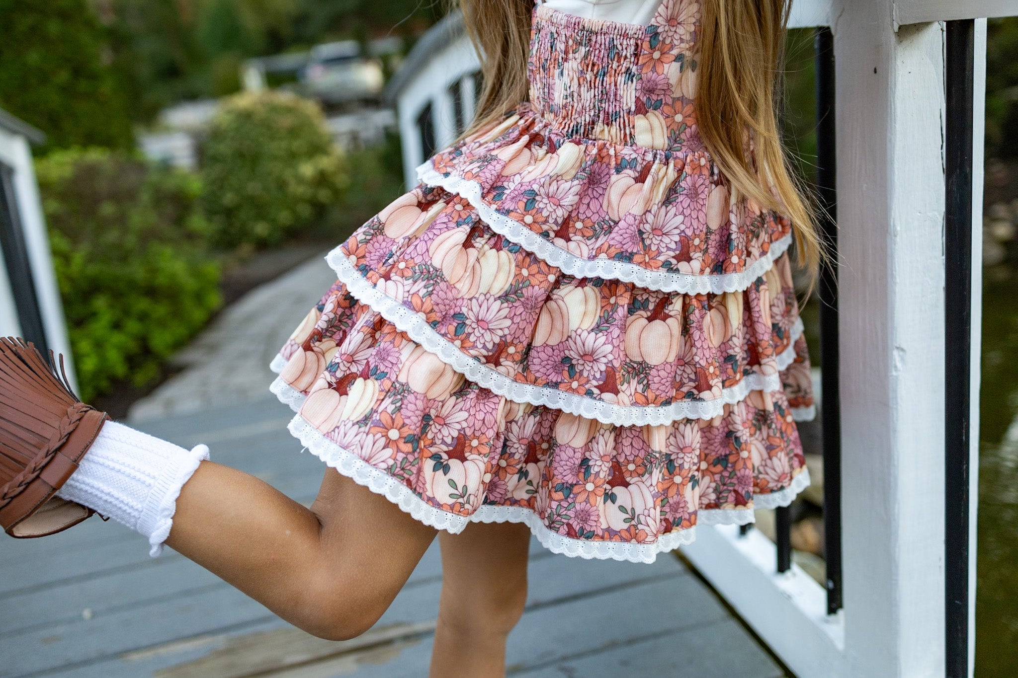 Harvest Blossom Overalls Dress