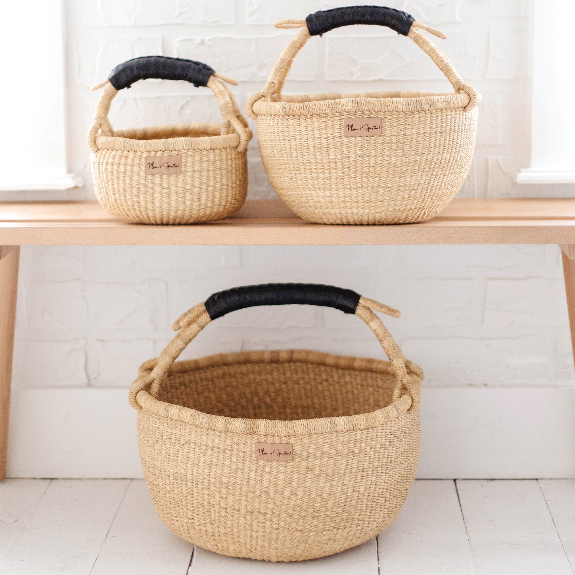 Natural<br>Black Handle<br>Small Market Basket