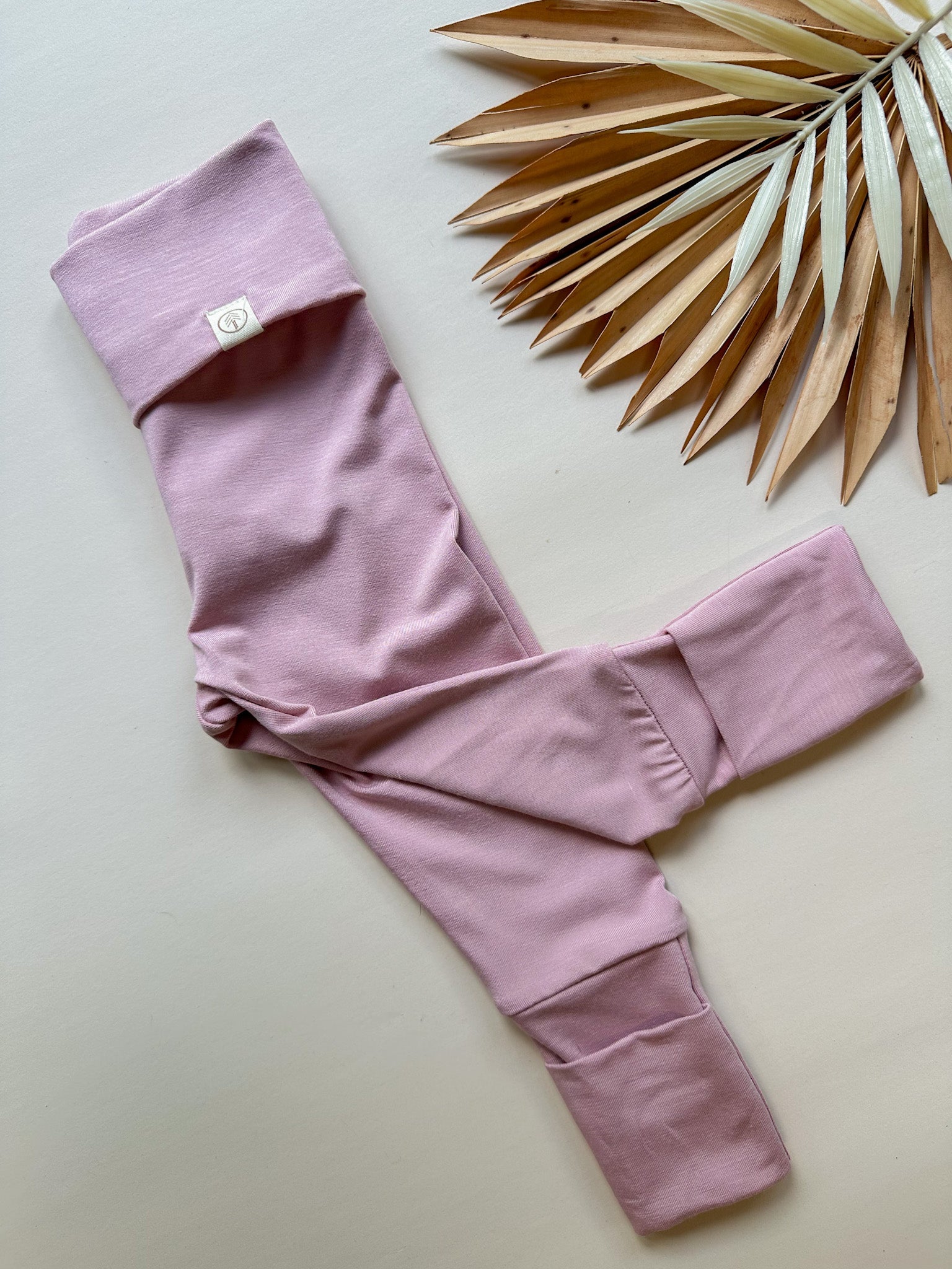 Fold Over Footie Leggings | Dusty Pink | Luxury Bamboo