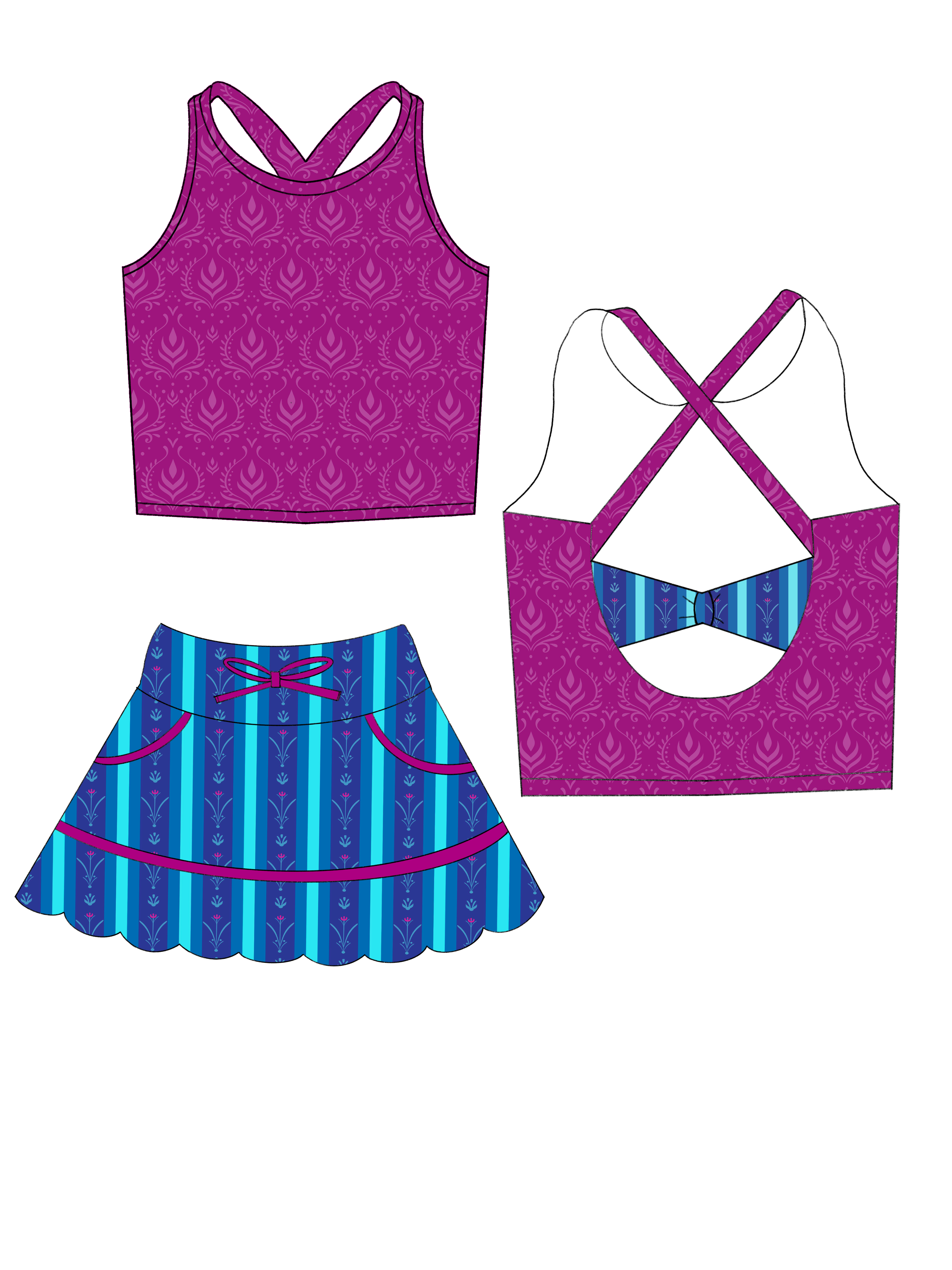 Arendelle Heart Twist Tank & Stride Skort Set