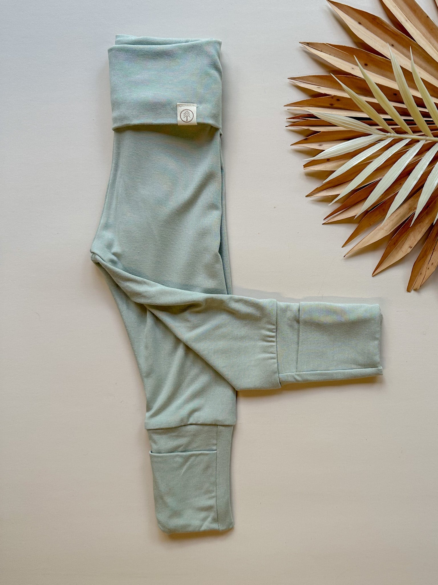 Fold Over Footie Leggings | Sage | Luxury Bamboo