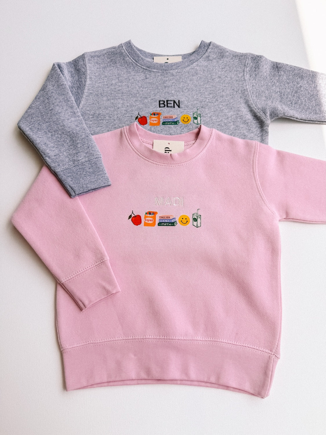 school day crewneck + custom embroidery