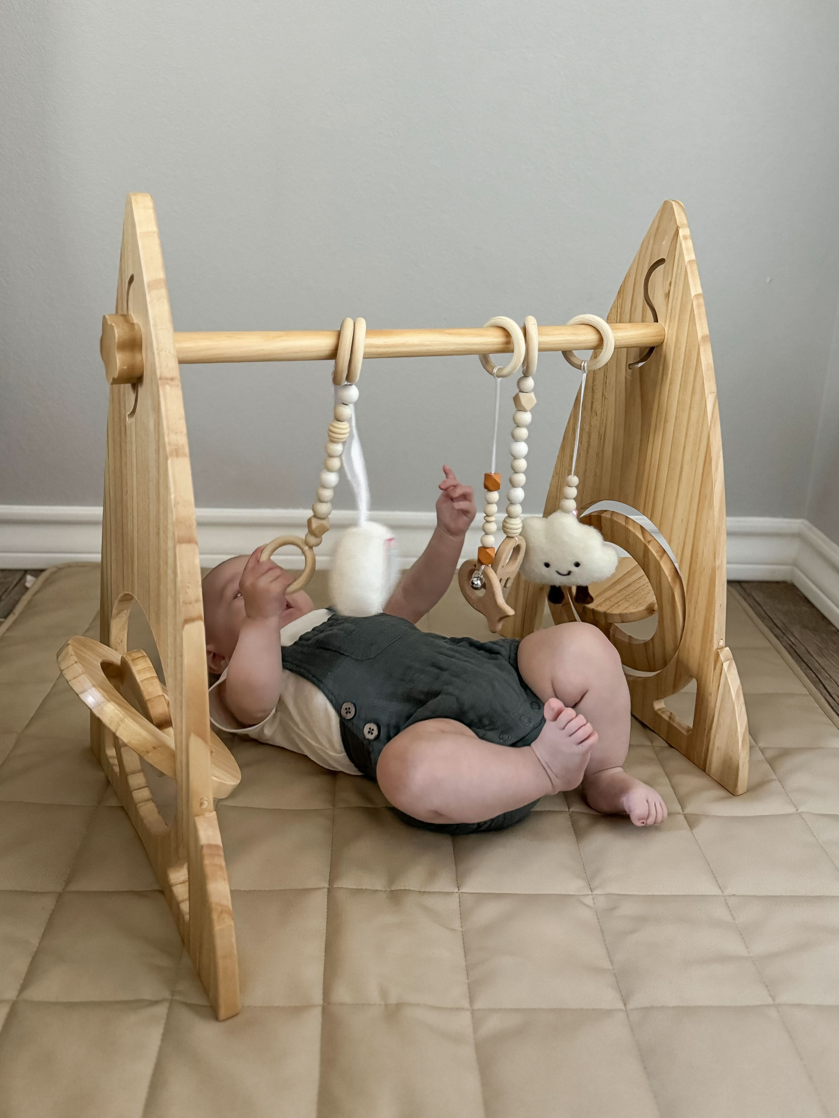 Rocket Wooden Baby Gym – Modern Montessori-Inspired Infant Play Arch