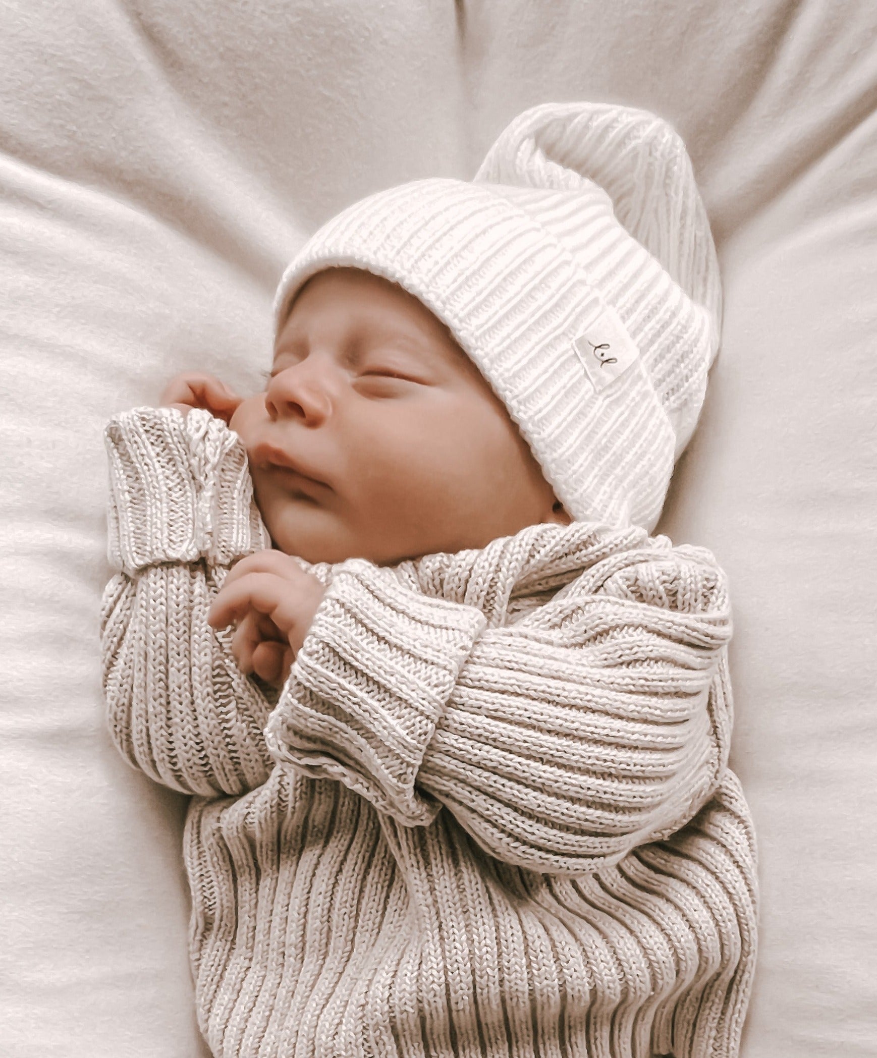 Luna + Luca Merino Wool Baby Beanie - Off-White