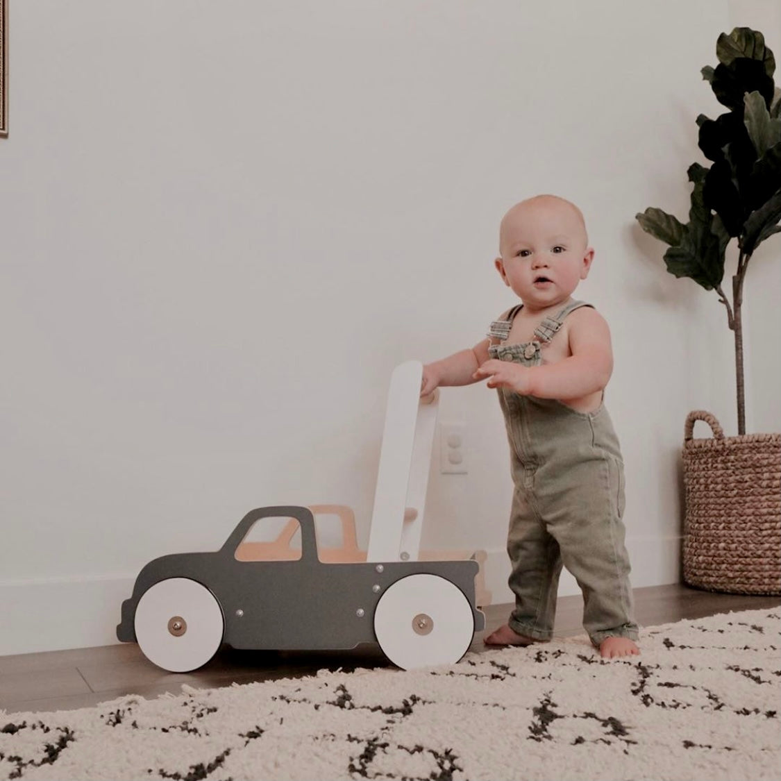 Luma Buggy: Charcoal Gray Truck Handcrafted Baby Wooden Push Walker Cart  Luma Goods Co.   