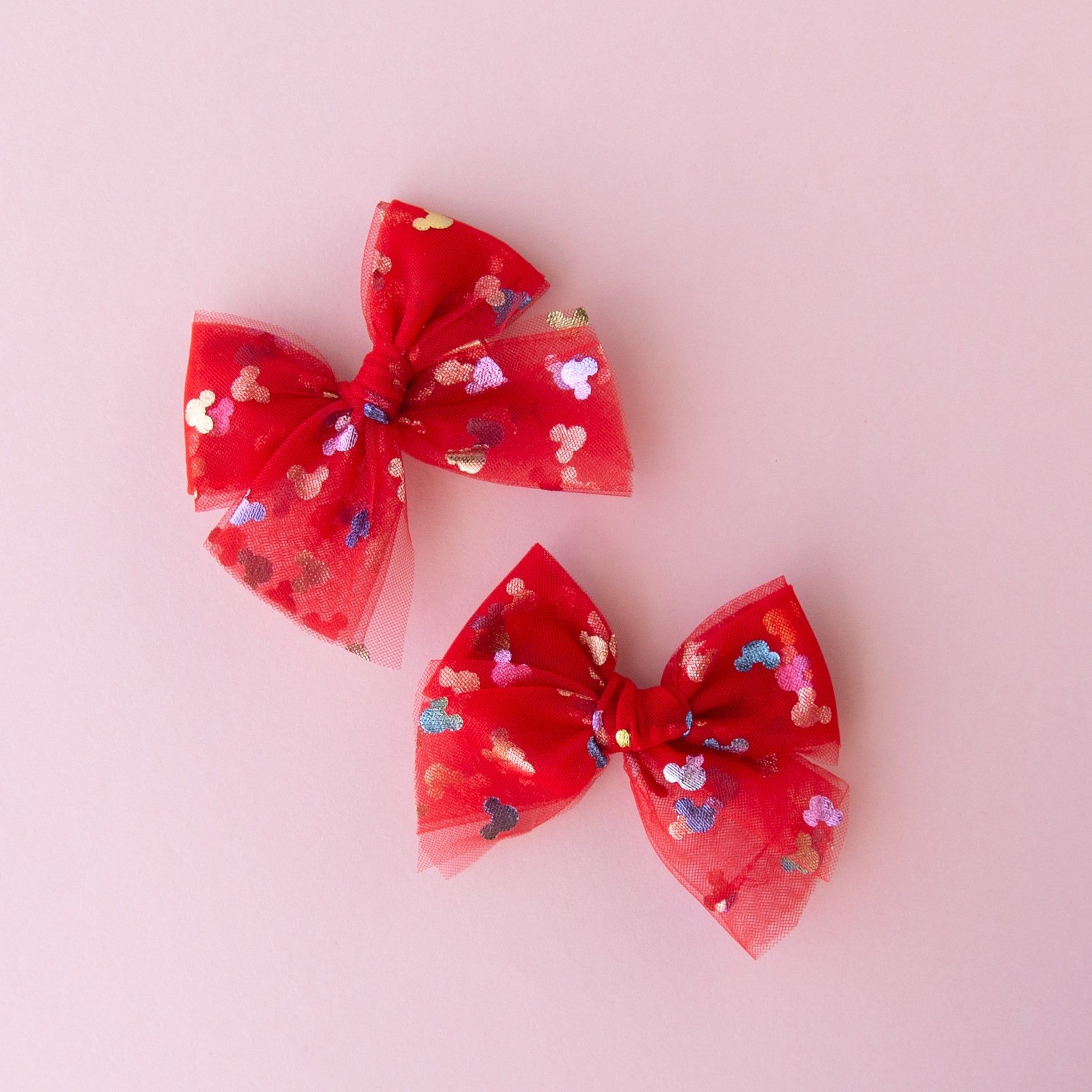 Bibbidi Bobbidi - Red | Tulle Bow - Pigtail Set