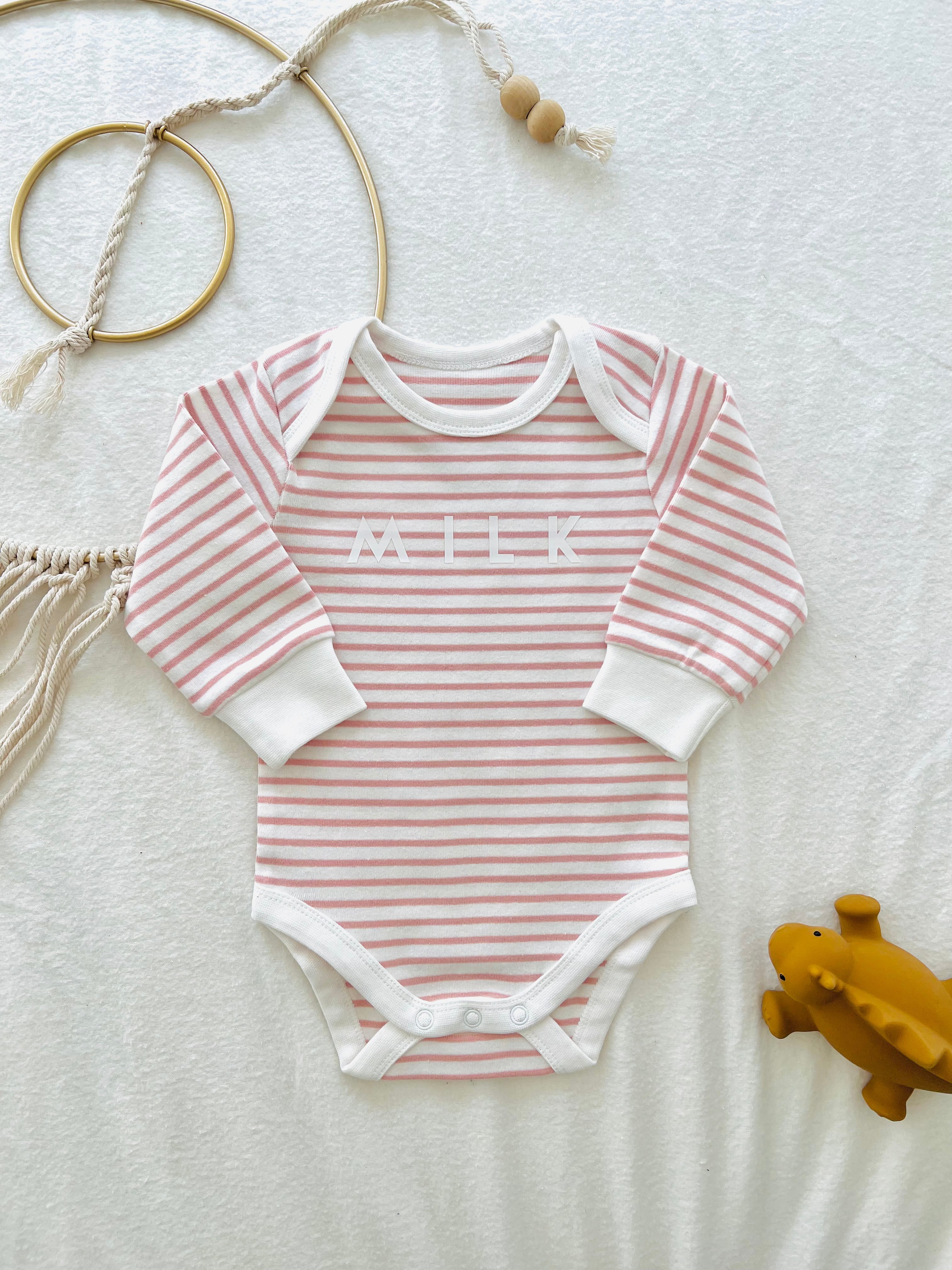 Stripe Organic Baby Gift Bundle Pink gift bundle set The picnic day   