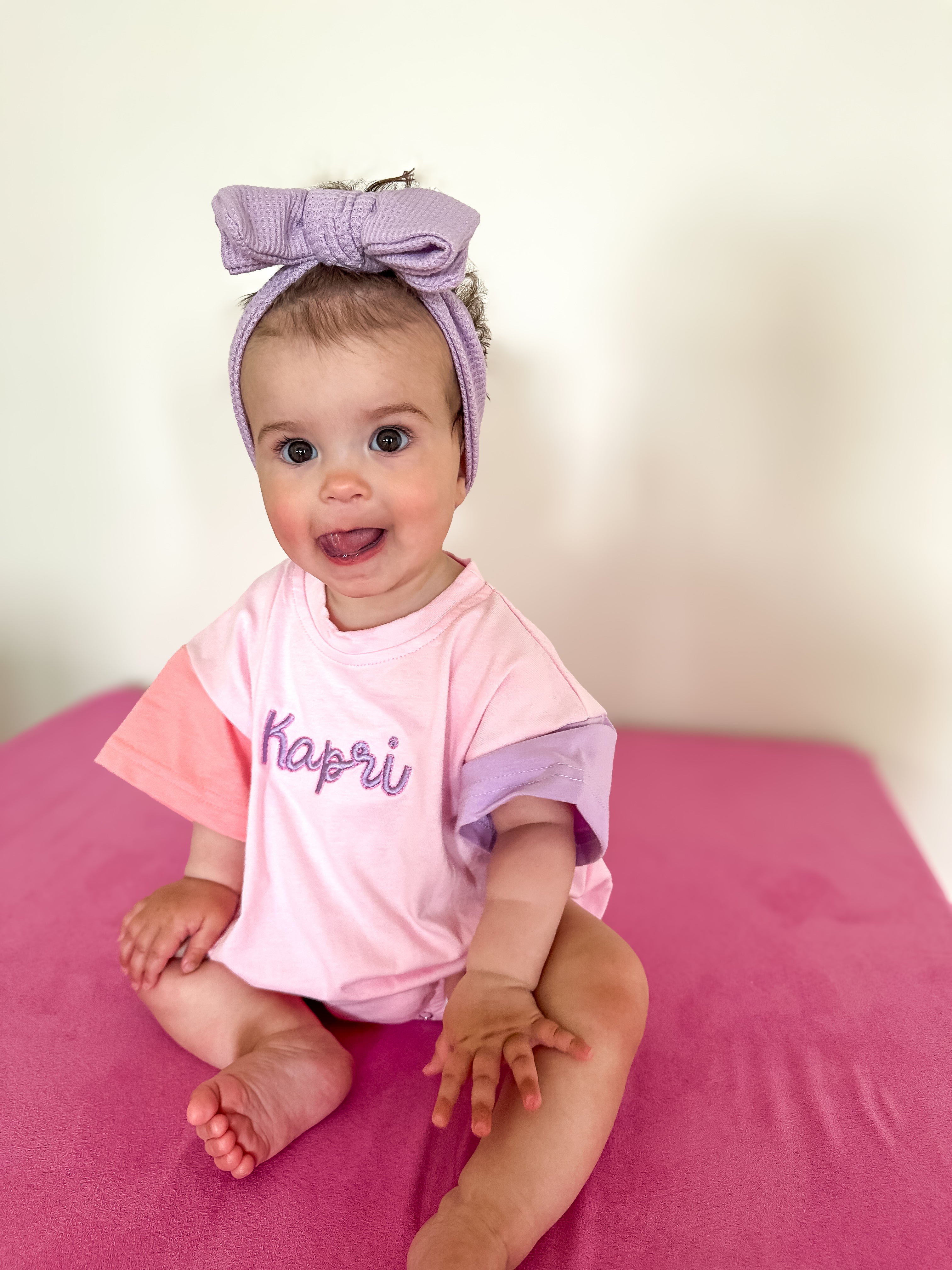Custom Embroidered Colorblock T-Shirt Romper