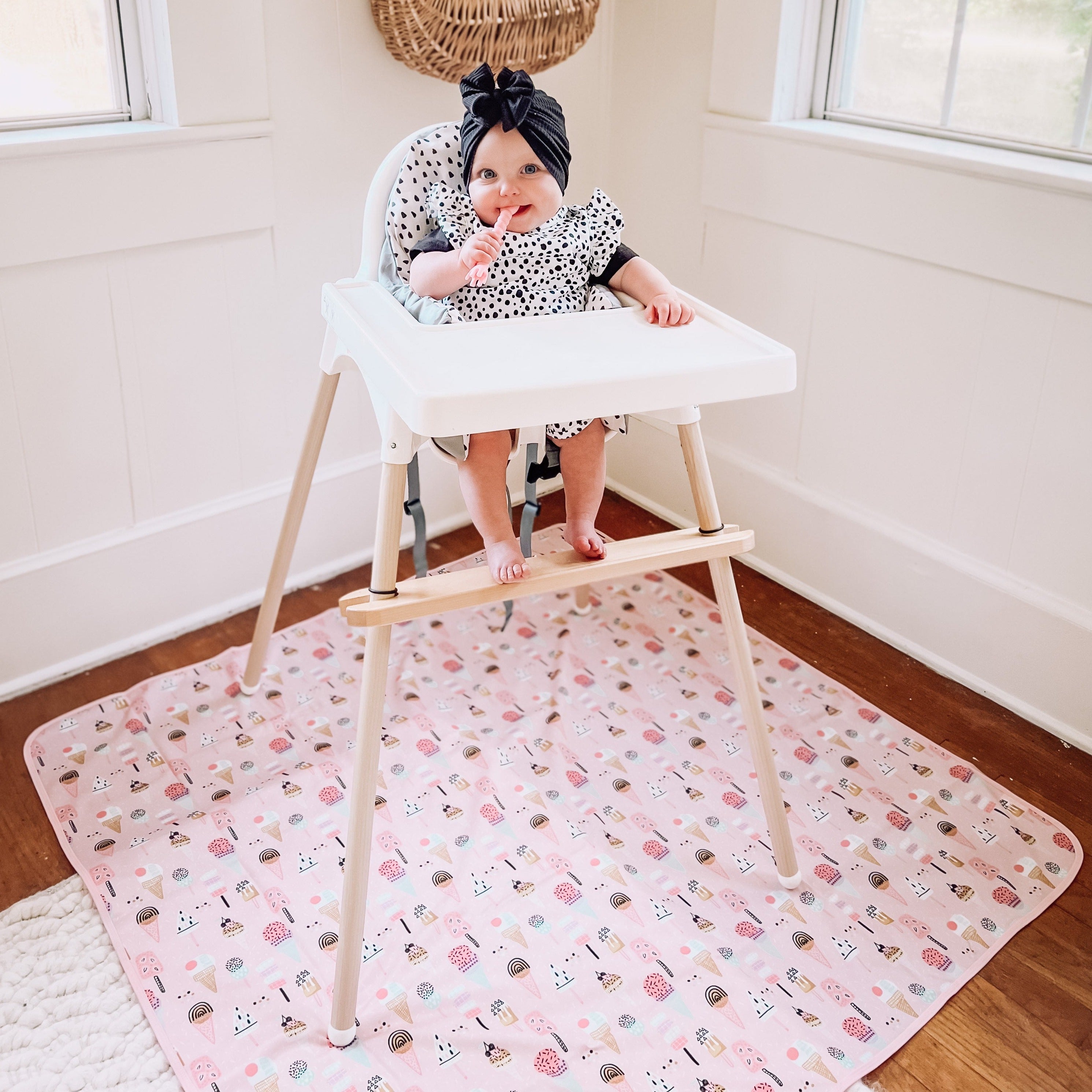 Pink Ice Cream Splash Mat - A Waterproof Catch-All for Highchair Spills and More!  BapronBaby   