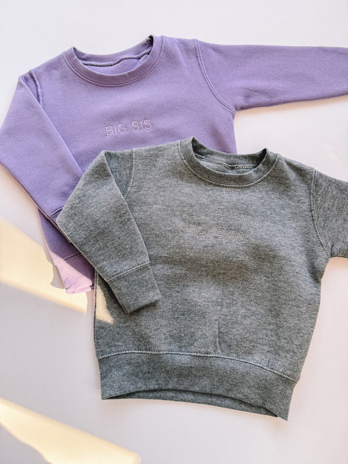 minimal embroidered sibling crewneck
