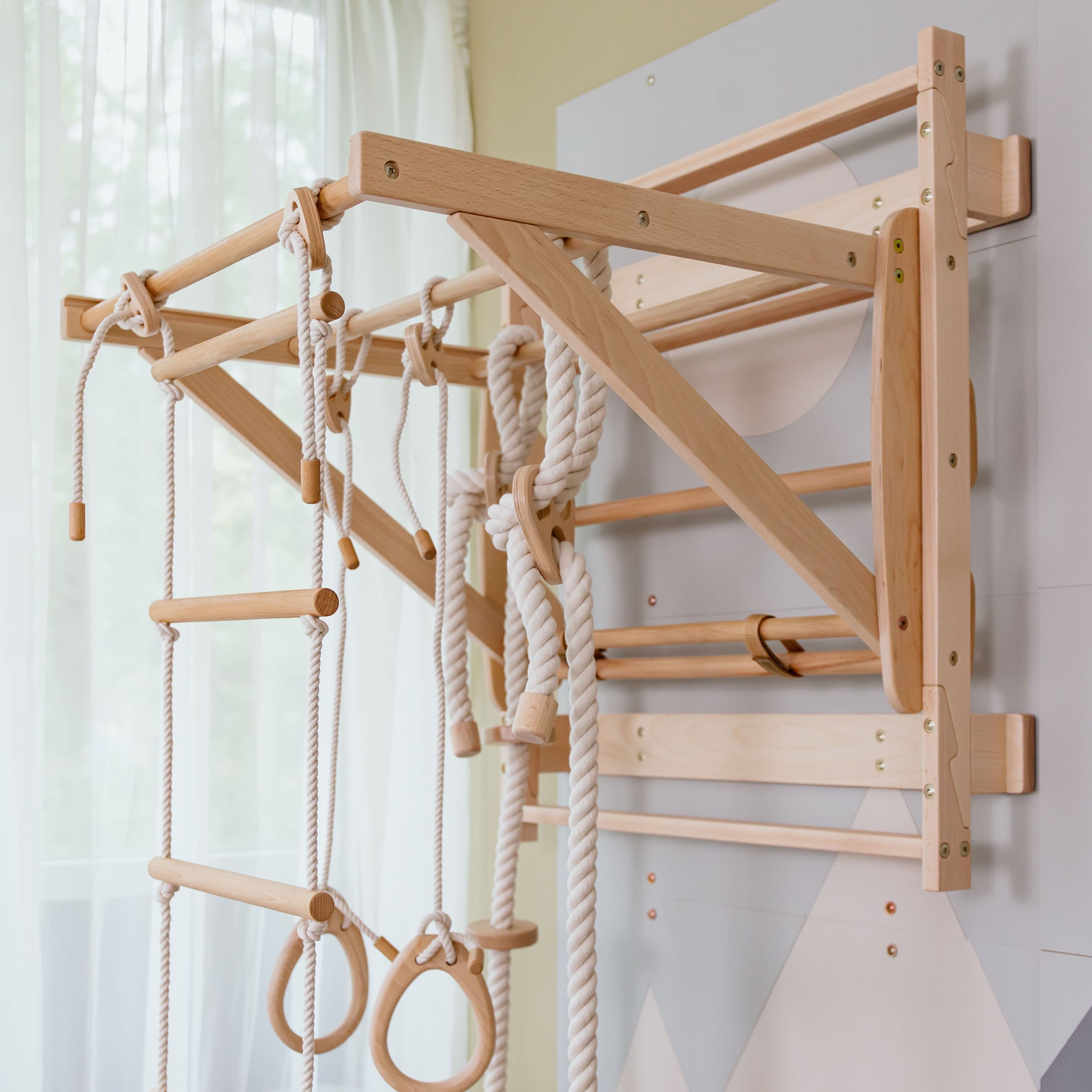 Wood and Hearts 3-in-1 Swedish Ladder Wall Gym for Kids 3+