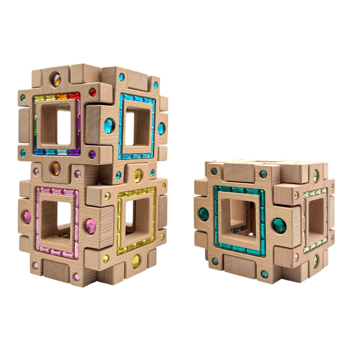 **Pre-order (Ships in 2-3 Weeks)** 16-Piece Large Wooden Gemlight Window Blocks with Storage Box
