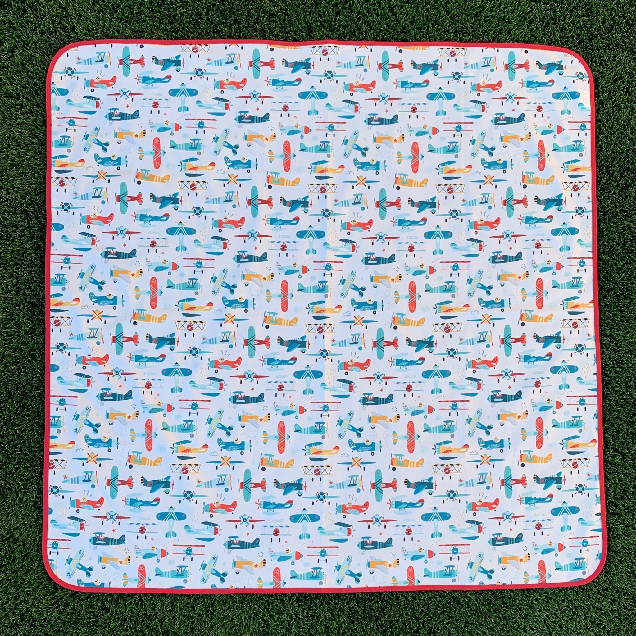 Retro Airplanes Splash Mat - A Waterproof Catch-All for Highchair Spills and More!  BapronBaby   