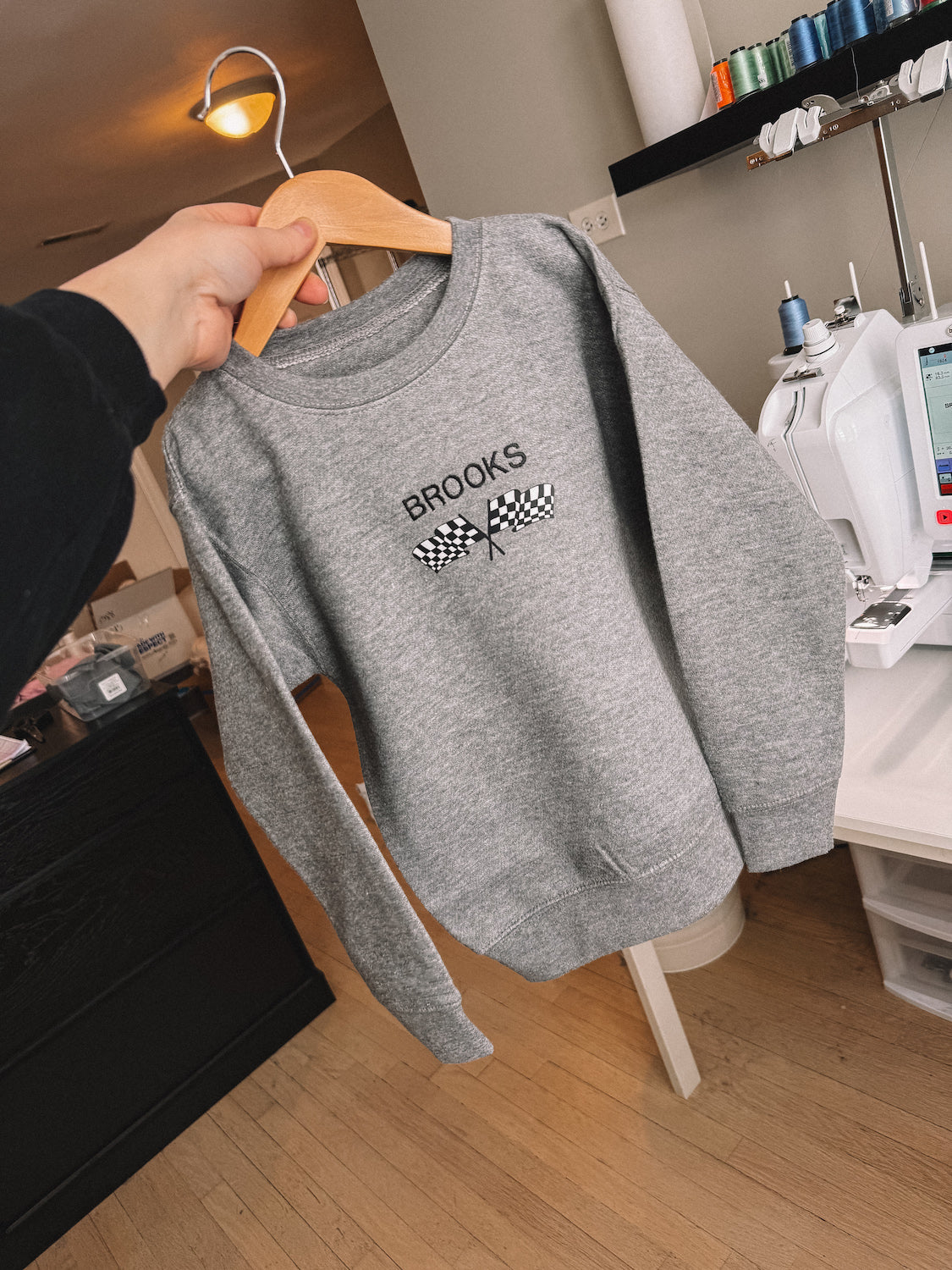 custom checkered flag crewneck