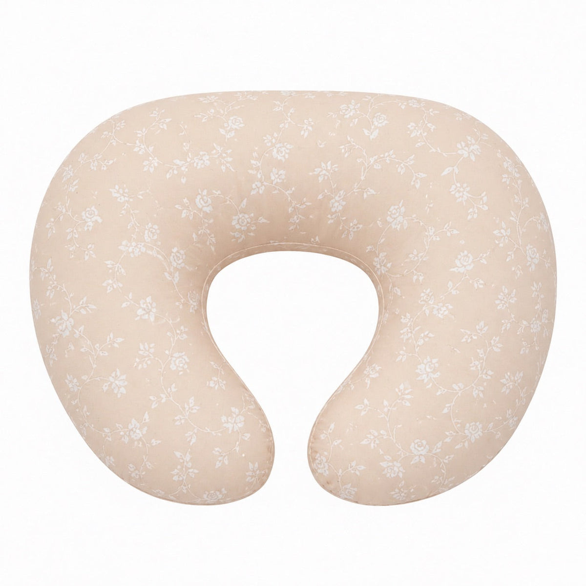 Beige White Floral Ruffle Nursing Pillow Cover