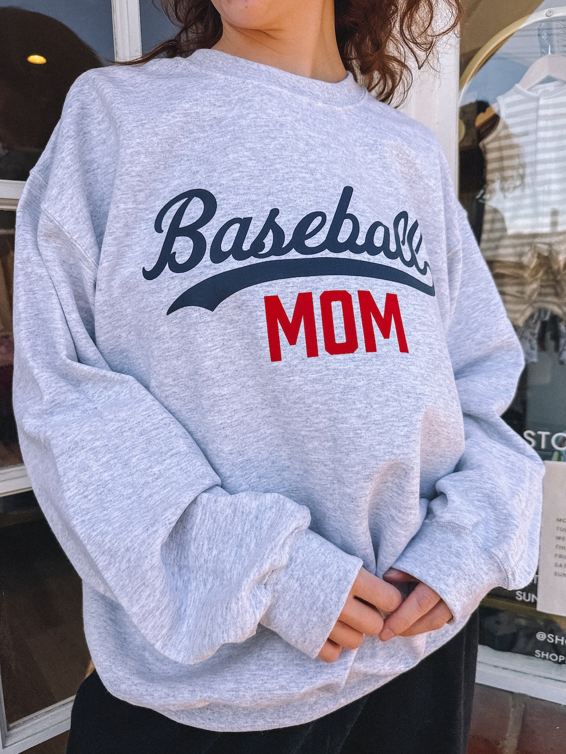 baseball mom crewneck - adult